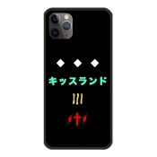Trendy Cross Plaid Japanese Letter Printed Graphic iPhone Phone Case in Black