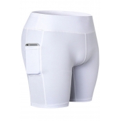 Novelty Womens Shorts Plain Side Pockets Mention Hip Skinny Fitted Elastic Waist Yoga Shorts