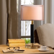 Postmodern Dual Drum Shade Table Light Fabric 6 Lights Living Room Night Lamp in Black