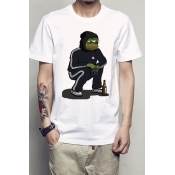 Funny Sad Pepe the Frog Summer Basic Round Neck Short Sleeve White T-Shirt