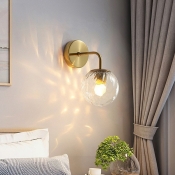 Water Glass Ball Wall Mount Light Post-Modern Single Bulb Gold/Black Wall Lamp Fixture for Bedroom