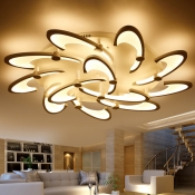 Flower-Like Parlor Ceiling Flush Light Acrylic 3/6/12 Lights Contemporary LED Semi Flush Mount in Warm/White Light