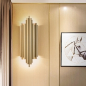 Flute Living Room Wall Lighting Ideas Metal 4 Bulbs Mid Century Sconce Light in Gold