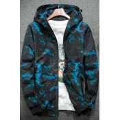 Fall Collection Camouflage Printed Long Sleeve Zip Up Hooded Coat