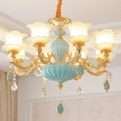 Blossom Dining Room Up Chandelier Traditional Frosted Glass 6/8/15-Head Gold Ceiling Hang Light