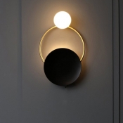 Black and Brass Planetary Wall Lamp Novelty Minimalist Single Milk Ball Glass Wall Mounted Light