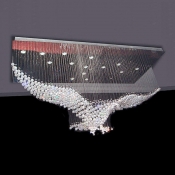 Crystal Eagle Flush Mount Ceiling Light Novelty Modern 11/14-Bulb Bedroom Flushmount in Stainless Steel