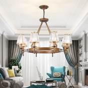 Crystal Rod Black/Brass Pendant Light Tapered 3/6/8 Lights Traditional Ceiling Chandelier for Living Room