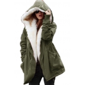 Women Military Winter Casual Outdoor Coat Hoodie Jacket Long Trench Parkas