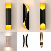 Spiral/Tube/Curved Wall Sconce Light Mid-Century Metal 2 Heads Black Small/Large Wall Mounted Lamp for Bedroom