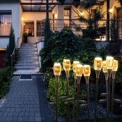 Tulip Shaped Wiring/Solar Stake Lamp Art Deco Acrylic Clear LED Lawn Light in Warm/White Light, 1 PC