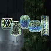 Geometric Shaped Pendant Lighting Modern 3D Glass 1 Head Dining Room Hanging Lamp in Black
