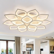 Leafy LED Semi Flush Mount Ceiling Light Modern Acrylic Living Room Flushmount in White