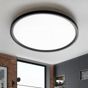 Black Disc Shaped LED Flush Light Minimalism Acrylic Ceiling Mounted Lamp for Living Room