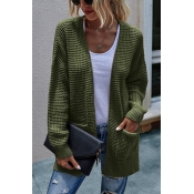 New Arrival Open Front Knitted Top Midi Cardigan with Pocket