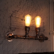 Pipe Restaurant Wall Lighting Ideas Steampunk Wrought Iron 2-Bulb Bronze Wall Mounted Light