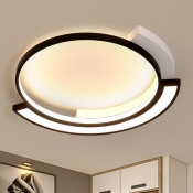 Ring LED Flush Mount Modern Acrylic Living Room Flushmount Ceiling Light in Black and White