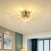 Modernism Dandelion Ceiling Flush Mount Light Crystal Living Room Flush Light Fixture