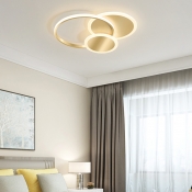 Simplicity Ring LED Flush Mount Light Acrylic Bedroom Flush Mount Ceiling Light in Gold