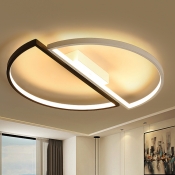 Acrylic Splicing Circular Flush Light Modern Style Black and White LED Flush Ceiling Light Fixture