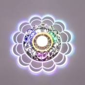 Blossoming LED Ceiling Mount Lamp Stylish Modern Crystal Clear Flush-Mount Light for Aisle