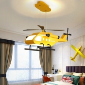 Helicopter Childrens Bedroom Chandelier Metal LED Kids Hanging Ceiling Light Fixture