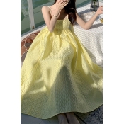 Elegant Women's A-Line Dress Solid Color Spaghetti Strap Square Neck Sleeveless Long A-Line Dress