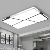 Quad Shape LED Ceiling Lamp Minimalist Acrylic Black and White Flush Mount Light for Bedroom