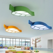 Leaf Shaped Flushmount Ceiling Lamp Cartoon LED Acrylic Flush Mounted Light for Nursery