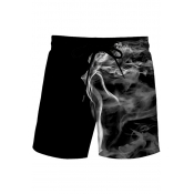 Creative Men's Shorts 3D Galaxy Print Drawstring Waist Mid Waist Regular Fitted Shorts