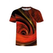 Unique Mens Tee Top 3D Printed Round Neck Short-Sleeved Relaxed Fit T-Shirt