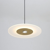 Contemporary Disc LED Pendant Light Metal Shade Single Drop Light in Gold for Dining Room
