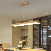 Modern Pendant Lamp Wood LED Rectangular Shape Pendant Ceiling Light Hanging Office Lights