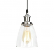 Single Light Clear Glass Hanging Light Indoor Room Pendant Light with Hanging Cord