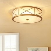 Opal Frosted Glass Brass Flush Mount 6 Inchs Height Traditional Flush Ceiling Light Fixture