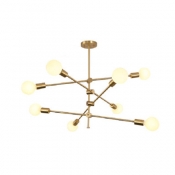 Sputnik Chandelier Lamp Post Modern Metallic 8+1 Lights Hanging Light in Black/Gold