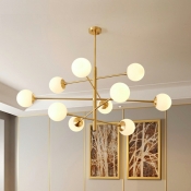Modern Style Chandelier 10 Head Glass Ceiling Pendant Light for Living Room Bedroom