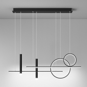 Contemporary Metal Island Lamp 3 Colors Light 39.5 Inchs Length Black Hanging Ceiling Light