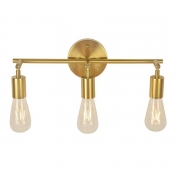 Golden LED Wall Light 3 Light Industrial Without Lampshade Sconce Light for Bathroom Kitchen