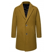 Elegant Coat Plain Pocket Detailed Lapel Collar Loose Long Sleeves Button Down Pea Coat for Boys