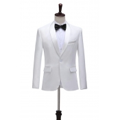 Creative Suit Plain Pocket Spread Collar Long Sleeve Skinny Single Button Blazer for Men
