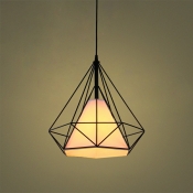 Contemporary Metal Wire Cage Lamp Shade Diamond Cage Pendant Light
