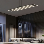Contemporary Aluminum Island Lighting Linear Hanging Ceiling Light in Black