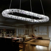 1 Light Hanging Lamp Kit Modern Style Circle Shape Crystal Wrapped ​Chandelier Lighting Fixtures
