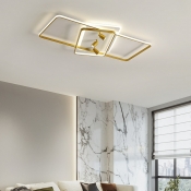 Rectangle Flush Mount Lamp 6 Lights Modern Dimmable Metal and Rubber Shade Ceiling Light for Bedroom