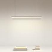 1 Light Strip Shade Hanging Light Modern Style Metal Pendant Light for Dining Room
