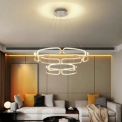 2-Tier Chandelier Lighting Fixtures Gold Modern LED Hanging Chandelier for Living Room