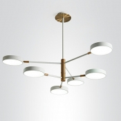 6-Light Hanging Ceiling Lights Modern Style Drun Shape Metal Chandelier Light Fixtures