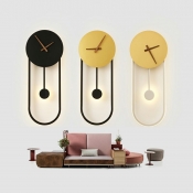 Creative Metal Clock Shape Sconce Wall Light for Bedroom and Hallway Background Wall