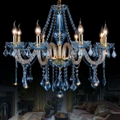 8 Lights With Crystal Stands Chandelier Light European Style Crystal Chandelier Light Fixtures in Blue
